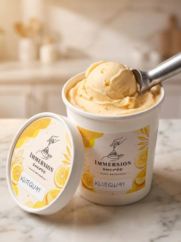 Pot de glace artisanale Immersion Sucrée parfum kumquat